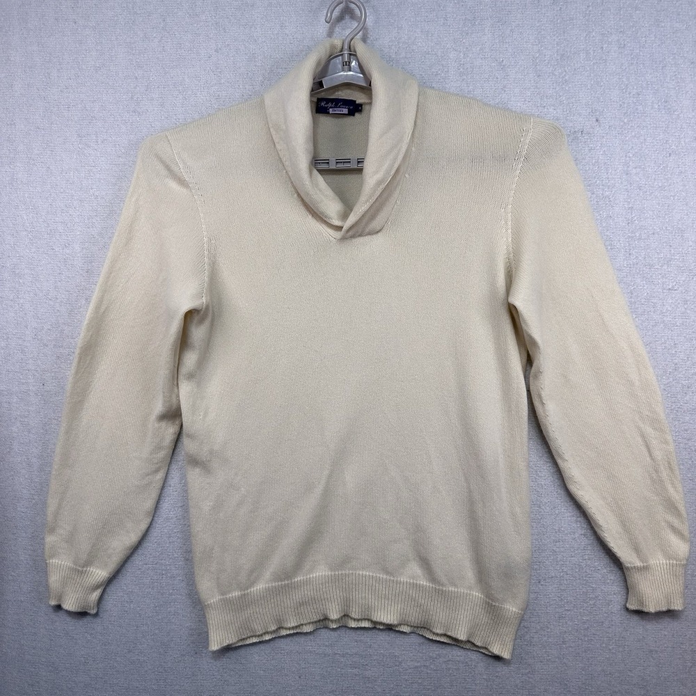 Ralph Lauren Purple Label Men's Shawl Sweater Cashmere Italy Cream/Off White